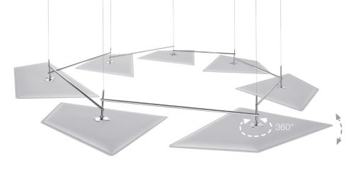 Panneaux acoustiques design et décoratifs en forme géométrique suspendus au plafond - osmoz-mobilier.com